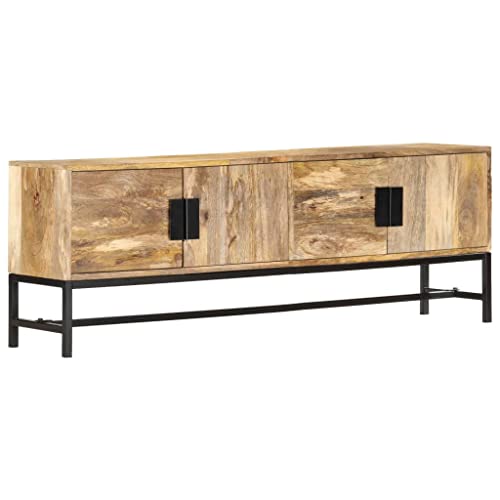 WRJENFSC TV Schrank aus Massivholz Mango Lowboard 140x30x40 cm Braun Schwarz mit 4 Türen und Pulverbeschichtetem Stahlgestell für Wohnzimmer Robust und Langlebig WRJENFSC TV Schrank aus Massivholz Mango Lowboard 140x30x40 cm Braun Schwarz mit 4 Türen und Pulverbeschichtetem Stahlgestell für Wohnzimmer Robust und Langlebig von WRJENFSC