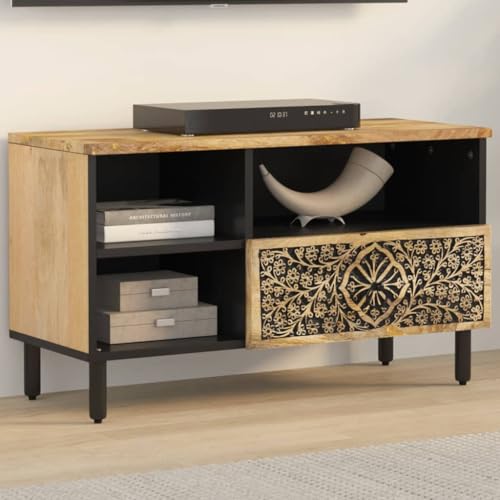 WRJENFSC TV-Schrank aus Massivholz Mango mit Eisenbeinen und Stauraum 80x33x46 cm Retro Design Lowboard für Wohnzimmer WRJENFSC TV-Schrank aus Massivholz Mango mit Eisenbeinen und Stauraum 80x33x46 cm Retro Design Lowboard für Wohnzimmer von WRJENFSC