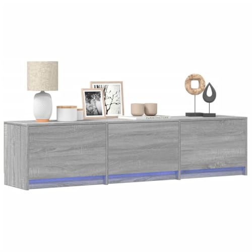 WRJENFSC TV-Schrank mit LED-Beleuchtung Grau Sonoma 165x34x40 cm Schränke Tv Ständer Wohnzimmer Möbel Buffetschrank für Inneres Schlafzimmer Wohnstube Flur von WRJENFSC