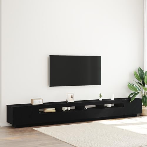WRJENFSC TV-Schrank mit LED-Beleuchtung Schwarz Eiche 300x35x40 cm Modernes Lowboard mit USB für Wohnzimmer von WRJENFSC