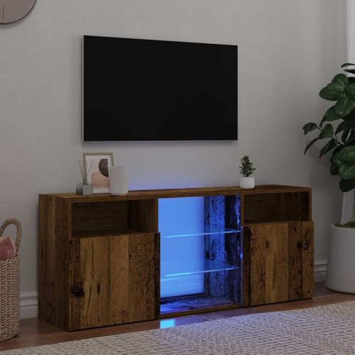 WRJENFSC TV-Schrank mit LED-Leuchten Altholz-Optik 120x30x50 cm Fernseher Ständer Tv Sideboard Wohnzimmer Tv Schrank Tv Tisch für Flur Wohnstube Inneres Schlafzimmer von WRJENFSC
