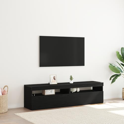 WRJENFSC TV Schrank mit LED Schwarz Eiche 150x35x40 cm Moderner Lowboard für Wohnzimmer Sideboard 2 Stück Holzwerkstoff WRJENFSC TV Schrank mit LED Schwarz Eiche 150x35x40 cm Moderner Lowboard für Wohnzimmer Sideboard 2 Stück Holzwerkstoff von WRJENFSC