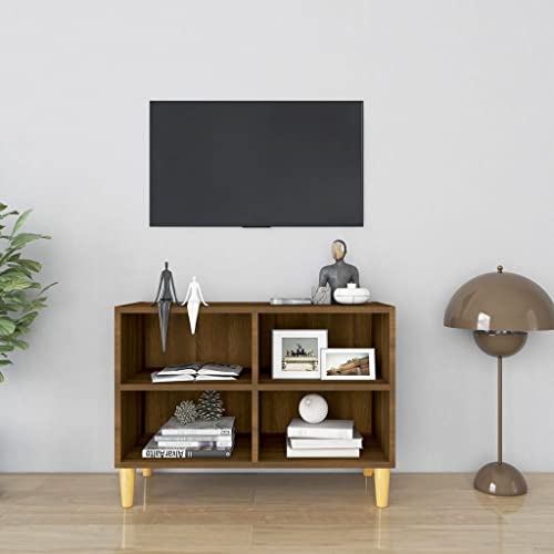 WRJENFSC TV Schrank mit Massivholz Beinen Braun Eichen-Optik Sideboard Lowboard für Wohnzimmer 69.5x30x50cm 4 Fächer Skandi Design Stabil und Robust WRJENFSC TV Schrank mit Massivholz Beinen Braun Eichen-Optik Sideboard Lowboard für Wohnzimmer 69.5x30x50cm 4 Fächer Skandi Design Stabil und Robust von WRJENFSC