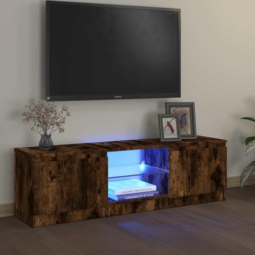 WRJENFSC TV Schrank mit RGB LED Beleuchtung Räuchereiche 120x30x36 cm Lowboard für Wohnzimmer Modernes Design Großer Stauraum Holzwerkstoff von WRJENFSC