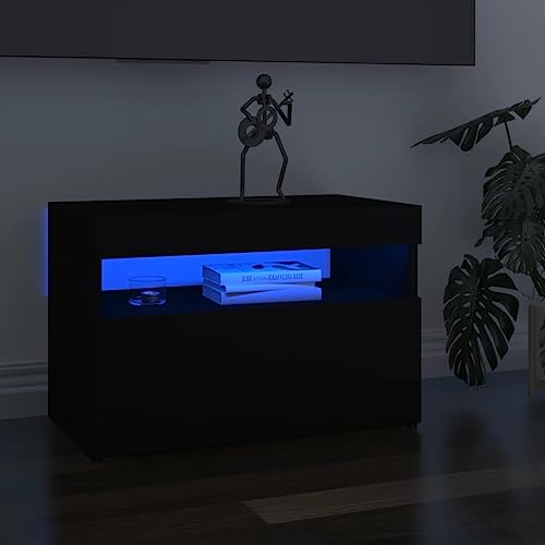 WRJENFSC TV Schrank mit RGB LED Beleuchtung Schwarz 60x35x40 cm Holzwerkstoff für Wohnzimmer - Modernes Design und Robuste Konstruktion als Fernseher Unterschrank WRJENFSC TV Schrank mit RGB LED Beleuchtung Schwarz 60x35x40 cm Holzwerkstoff für Wohnzimmer - Modernes Design und Robuste Konstruktion als Fernseher Unterschrank von WRJENFSC