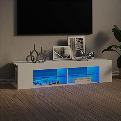 WRJENFSC TV-Schrank mit RGB LED-Beleuchtung Weiß 135x39x30 cm Modernes Lowboard Design für Wohnzimmer Stauraum und Stabilität von WRJENFSC