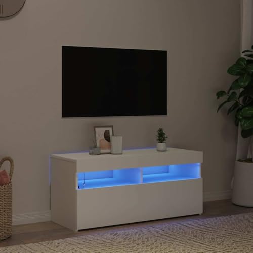 WRJENFSC TV-Schrank mit RGB-LED Beleuchtung Weiß 90x35x40 cm - Modernes Design, Robuste Konstruktion und Praktischer Stauraum für Ihr Wohnzimmer WRJENFSC TV-Schrank mit RGB-LED Beleuchtung Weiß 90x35x40 cm - Modernes Design, Robuste Konstruktion und Praktischer Stauraum für Ihr Wohnzimmer von WRJENFSC