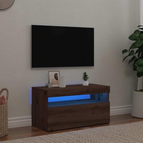 WRJENFSC TV-Schrank mit RGB-LED-Leuchten Artisan-Eiche 75x35x40 cm Modernes Lowboard für Wohnzimmer Stauraum Tür Fach von WRJENFSC
