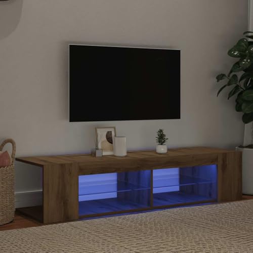 WRJENFSC TV-Schrank mit RGB LED-Leuchten Artisan-Eiche Holzwerkstoff 135x39x30 cm Moderner TV-Ständer mit Stauraum für Wohnzimmer WRJENFSC TV-Schrank mit RGB LED-Leuchten Artisan-Eiche Holzwerkstoff 135x39x30 cm Moderner TV-Ständer mit Stauraum für Wohnzimmer von WRJENFSC