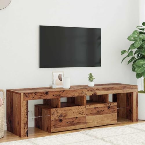 WRJENFSC TV Sideboard Schrank mit LED Altholz-Optik 140x36,5x40 cm für Wohnzimmer Holzwerkstoff mit RGB-Beleuchtung und Stauraum von WRJENFSC