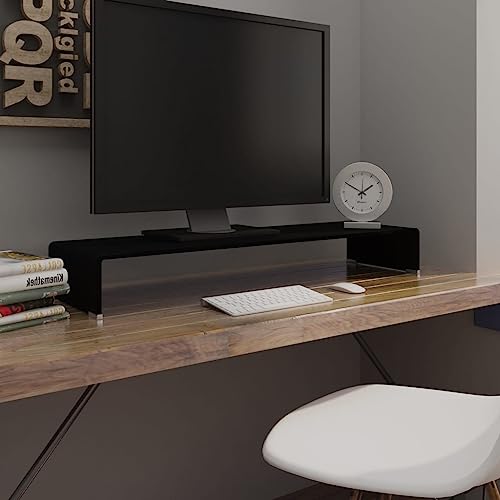 WRJENFSC TV-Tisch/Bildschirmerhöhung Glas Schwarz 100x30x13 cm Sideboard Fernseher Tv Sideboard Wohnzimmer Tv Ständer Buffetschrank für Schlafzimmer Flur Wohnstube Inneres von WRJENFSC