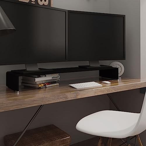 WRJENFSC TV-Tisch/Bildschirmerhöhung Glas Schwarz 110x30x13 cm Sideboard Fernseher Tv Sideboard Wohnzimmer Tv Ständer Buffetschrank für Schlafzimmer Flur Wohnstube Inneres von WRJENFSC