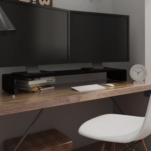 WRJENFSC TV-Tisch/Bildschirmerhöhung Glas Schwarz 120x30x13 cm Sideboard Fernseher Tv Sideboard Wohnzimmer Tv Ständer Buffetschrank für Schlafzimmer Flur Wohnstube Inneres von WRJENFSC