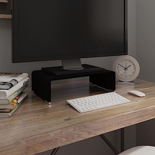 WRJENFSC TV-Tisch/Bildschirmerhöhung Glas Schwarz 40x25x11 cm Sideboard Fernseher Tv Sideboard Wohnzimmer Tv Ständer Buffetschrank für Schlafzimmer Flur Wohnstube Inneres von WRJENFSC