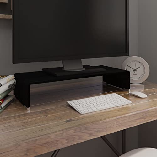 WRJENFSC TV-Tisch/Bildschirmerhöhung Glas Schwarz 60x25x11 cm Sideboard Fernseher Tv Sideboard Wohnzimmer Tv Ständer Buffetschrank für Schlafzimmer Flur Wohnstube Inneres von WRJENFSC