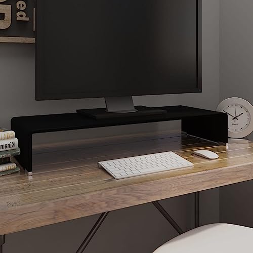 WRJENFSC TV-Tisch/Bildschirmerhöhung Glas Schwarz 80x30x13 cm Sideboard Fernseher Tv Sideboard Wohnzimmer Tv Ständer Buffetschrank für Schlafzimmer Flur Wohnstube Inneres von WRJENFSC