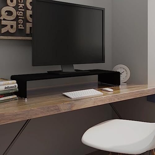 WRJENFSC TV-Tisch/Bildschirmerhöhung Glas Schwarz 90x30x13 cm Sideboard Fernseher Tv Sideboard Wohnzimmer Tv Ständer Buffetschrank für Schlafzimmer Flur Wohnstube Inneres von WRJENFSC