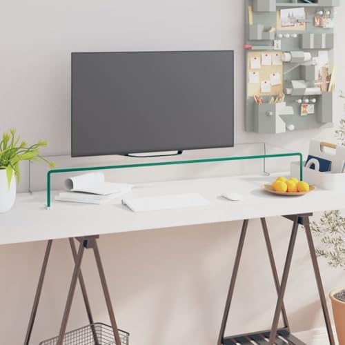 WRJENFSC TV-Tisch/Bildschirmerhöhung Glas Transparent 100x30x13 cm Sideboard Fernseher Tv Sideboard Wohnzimmer Tv Ständer Buffetschrank für Schlafzimmer Flur Wohnstube Inneres von WRJENFSC