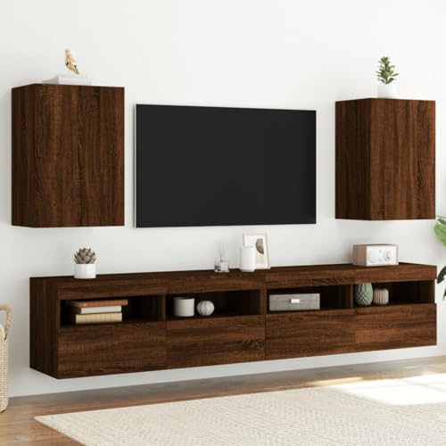 WRJENFSC TV-Wandschränke 2 STK. Braun Eiche-Optik 40,5x30x60 cm Schränke Tv Schrank Wohnzimmer Möbel Sideboard Tv Lowboard für Wohnstube Flur Schlafzimmer Inneres von WRJENFSC