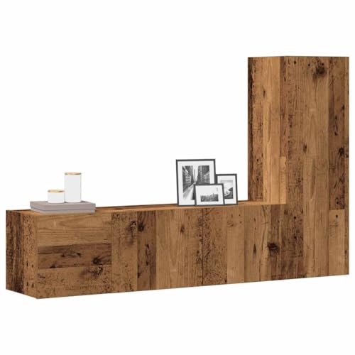 WRJENFSC TV-Wandschränke 3 STK. Altholz-Optik Holzwerkstoff Fernseher Ständer Couchtisch Tv Ständer Tv Tisch für Wohnstube Inneres Schlafzimmer Flur von WRJENFSC