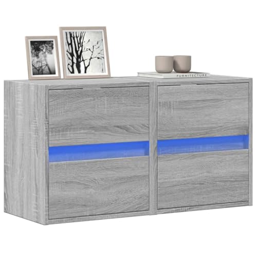 WRJENFSC TV-Wandschränke LED-Beleuchtung 2 STK. Grau Sonoma 41x31x45 cm Tv Tisch Tv Sideboard Wohnzimmer Buffetschrank Tv Stand Cabinet für Inneres Flur Wohnstube Schlafzimmer von WRJENFSC