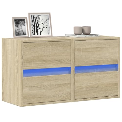 WRJENFSC TV-Wandschränke mit LED-Beleuchtung 2 STK. Sonoma 41x31x45 cm Tv Tisch Tv Sideboard Wohnzimmer Buffetschrank Tv Stand Cabinet für Inneres Flur Wohnstube Schlafzimmer von WRJENFSC