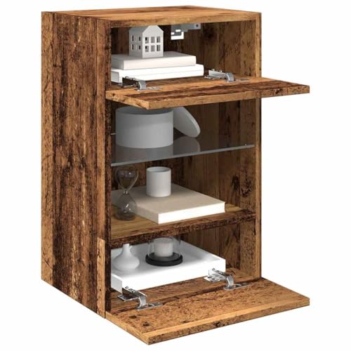 WRJENFSC TV-Wandschränke mit LED-Leuchten 2 STK. Altholz-Optik Tv Tisch Tv Sideboard Wohnzimmer Buffetschrank Tv Stand Cabinet für Wohnstube Flur Inneres Schlafzimmer von WRJENFSC