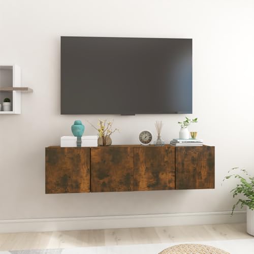 WRJENFSC TV Wandschrank 2 Stück Räuchereiche Holzwerkstoff 60x30x30 cm Moderner Stauraum für Wohnzimmer TV Board und Sideboard von WRJENFSC