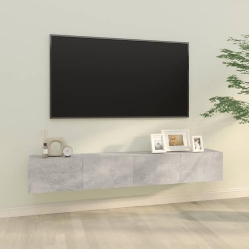 WRJENFSC TV-Wandschrank 2er Set Betongrau 100x30x30 cm Fernseher Unterschrank Holzwerkstoff Modernes Design Wandmontage für Wohnzimmer von WRJENFSC