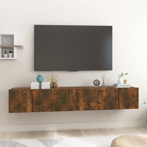 WRJENFSC TV-Wandschrank 3 STK. Räuchereiche Holzwerkstoff 60x30x30 cm Moderner Stauraum für Wohnzimmer von WRJENFSC