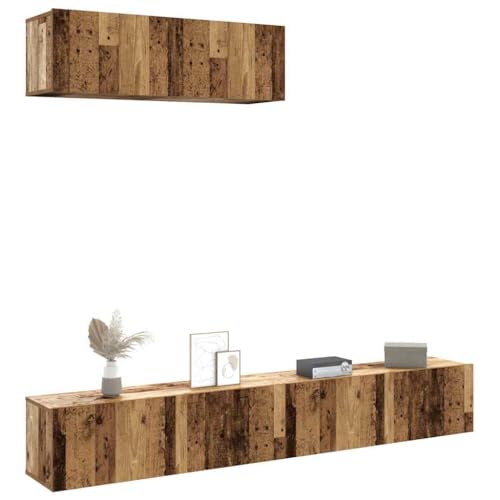 WRJENFSC TV Wandschrank 3 Stück Altholz Optik Holzwerkstoff 100x30x30 cm mit Wandmontage Robuster Stauraum für Wohnzimmer WRJENFSC TV Wandschrank 3 Stück Altholz Optik Holzwerkstoff 100x30x30 cm mit Wandmontage Robuster Stauraum für Wohnzimmer von WRJENFSC