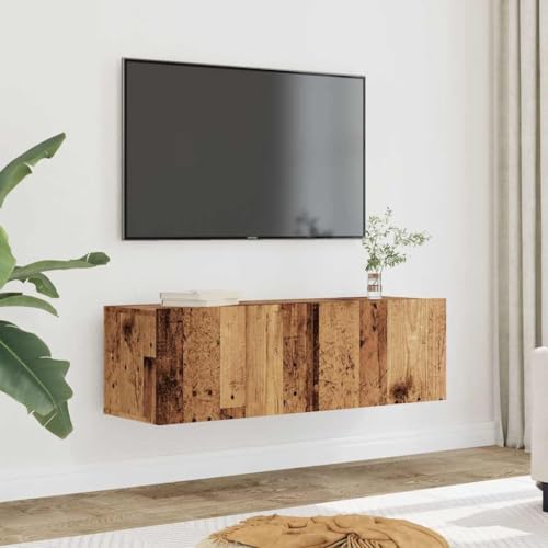 WRJENFSC TV Wandschrank Altholz 100x30x30 cm 2er Set für Wandmontage mit Trendigem Design und Robustem Holzwerkstoff von WRJENFSC
