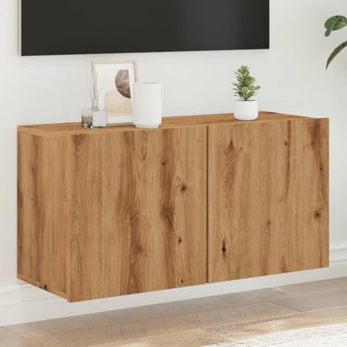 WRJENFSC TV-Wandschrank Artisan-Eiche 80x30x41 cm Tv Cabinet for Living Room Tv Sideboard Wohnzimmer Tv Ständer Fernsehschrank für Flur Wohnstube Schlafzimmer Inneres von WRJENFSC