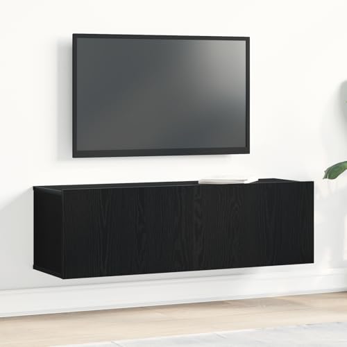 WRJENFSC TV Wandschrank Schwarz Eiche 100x30x30 cm Holzwerkstoff Modernes Design Platzsparend für Wohnzimmer von WRJENFSC