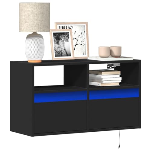 WRJENFSC TV-Wandschrank mit LED-Beleuchtung Schwarz 80x31x45 cm Fernseher Schrank Tv Sideboard Wohnzimmer Tv Ständer Tv Tisch für Inneres Wohnstube Schlafzimmer Flur von WRJENFSC