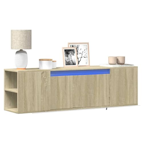 WRJENFSC TV-Wandschrank mit LED-Beleuchtung Sonoma-Eiche 135x31x39,5 cm Tv Table Couchtisch Tv Sideboard Wohnzimmer Tv Tisch für Wohnstube Schlafzimmer Inneres Flur von WRJENFSC