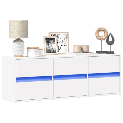 WRJENFSC TV-Wandschrank mit LED-Beleuchtung Weiß 130x31x45 cm Tv Tisch Tv Sideboard Wohnzimmer Buffetschrank Tv Stand Cabinet für Inneres Flur Wohnstube Schlafzimmer von WRJENFSC
