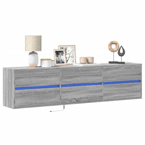 WRJENFSC TV-Wandschrank mit LED Grau Sonoma 180x31x45 cm Tv Tisch Tv Sideboard Wohnzimmer Buffetschrank Tv Stand Cabinet für Inneres Flur Wohnstube Schlafzimmer von WRJENFSC