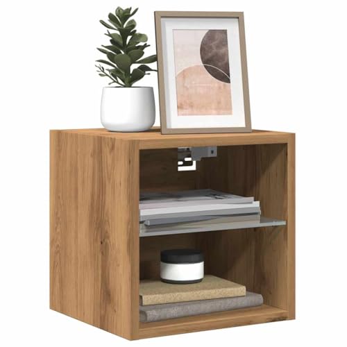 WRJENFSC TV-Wandschrank mit LED-Leuchten Artisan-Eiche 30x28,5x30cm Schränke Tv Ständer Wohnzimmer Möbel Buffetschrank für Schlafzimmer Wohnstube Inneres Flur von WRJENFSC