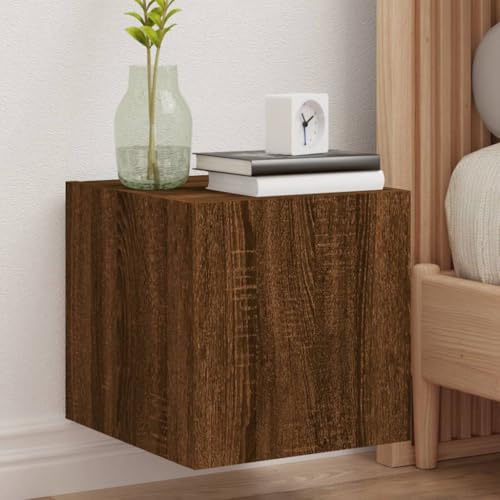 WRJENFSC TV-Wandschrank mit LED-Leuchten Braun Eichen-Optik 30,5x35x30cm Tv Table Couchtisch Tv Sideboard Wohnzimmer Tv Tisch für Inneres Schlafzimmer Flur Wohnstube von WRJENFSC