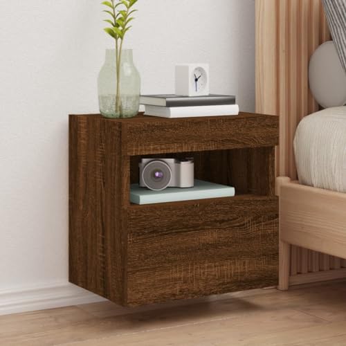WRJENFSC TV-Wandschrank mit LED-Leuchten Braun Eichen-Optik 40x30x40 cm Tv-Schrank Tv Sideboard Wohnzimmer Tv Schrank Buffetschrank für Inneres Schlafzimmer Wohnstube Flur von WRJENFSC
