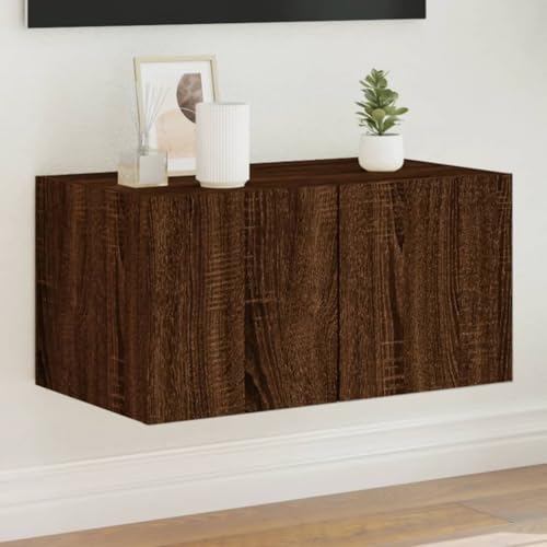 WRJENFSC TV-Wandschrank mit LED-Leuchten Braun Eichen-Optik 60x35x31 cm Tv Table Couchtisch Tv Sideboard Wohnzimmer Tv Tisch für Inneres Schlafzimmer Flur Wohnstube von WRJENFSC