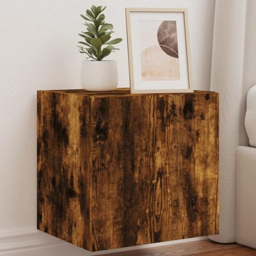 WRJENFSC TV-Wandschrank mit LED-Leuchten Räuchereiche 40,5x35x40 cm Tv Table Couchtisch Tv Sideboard Wohnzimmer Tv Tisch für Inneres Schlafzimmer Flur Wohnstube von WRJENFSC