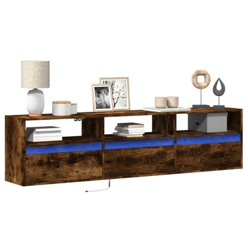 WRJENFSC TV-Wandschrank mit LED Räuchereiche 180x31x45 cm Fernseher Schrank Tv Sideboard Wohnzimmer Tv Ständer Tv Tisch für Inneres Wohnstube Schlafzimmer Flur von WRJENFSC