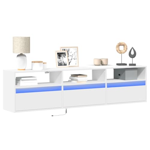 WRJENFSC TV-Wandschrank mit LED Weiß 180x31x45 cm Fernseher Schrank Tv Sideboard Wohnzimmer Tv Ständer Tv Tisch für Inneres Wohnstube Schlafzimmer Flur von WRJENFSC