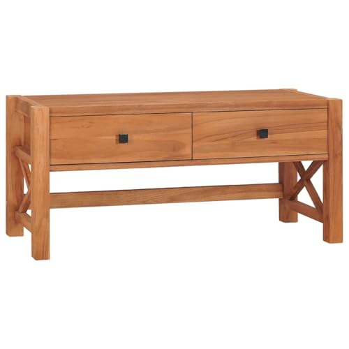 WRJENFSC Teakholz TV Schrank Lowboard 100x40x45 cm mit 2 Schubladen X-Form Design Rustikaler Fernsehtisch für Wohnzimmer Möbel WRJENFSC Teakholz TV Schrank Lowboard 100x40x45 cm mit 2 Schubladen X-Form Design Rustikaler Fernsehtisch für Wohnzimmer Möbel von WRJENFSC