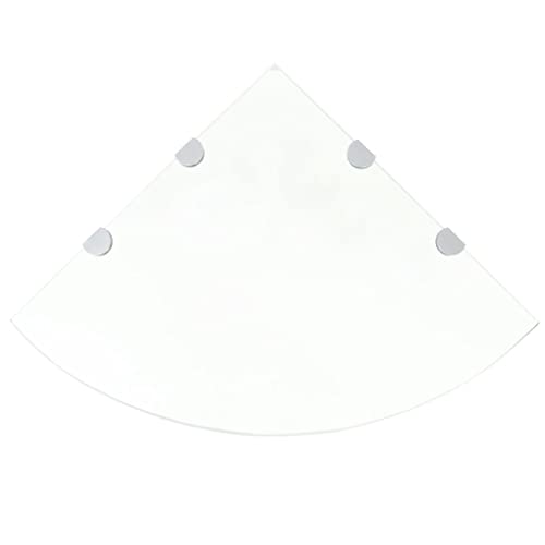 WRJENFSC Transparentes Glas Eckregal mit Verchromten Halterungen 45x45 cm 2 Stück Schweberegal Wandmontage für Küche Bad Wohnzimmer Modernes Design von WRJENFSC