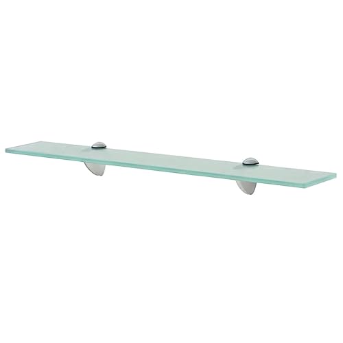 WRJENFSC Transparentes Glas Schweberegal Wandregal 60x10 cm 8 mm mit Zink-Clips Tragkraft 10 kg Modernes Design für Bad Küche Wohnzimmer Dekoration von WRJENFSC
