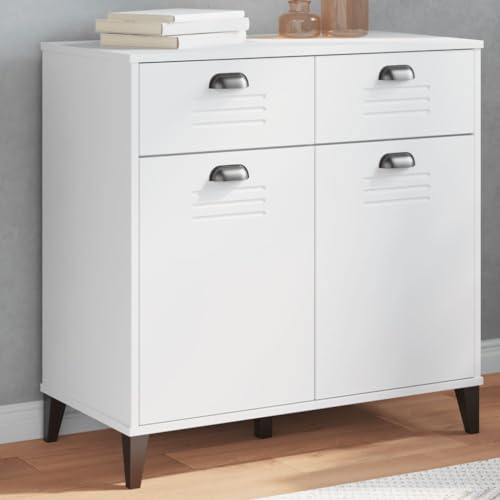 WRJENFSC VIKEN Sideboard Weiß 80x40x80 cm aus robustem Holzwerkstoff, Industrial Lowboard mit 2 Schubladen & 2 Türen, platzsparende Anrichte für Wohnzimmer, Flur, Küche WRJENFSC VIKEN Sideboard Weiß 80x40x80 cm aus robustem Holzwerkstoff, Industrial Lowboard mit 2 Schubladen & 2 Türen, platzsparende Anrichte für Wohnzimmer, Flur, Küche von WRJENFSC