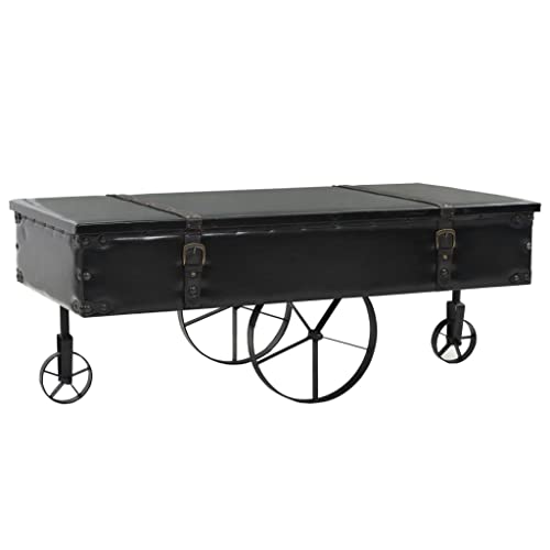 WRJENFSC Vintage Koffertisch Industrial Design Couchtisch Schwarz MDF und Tannenholz 110x55x43 cm mit Dekorationsrädern für Wohnzimmer Beistelltisch und Schlafzimmer WRJENFSC Vintage Koffertisch Industrial Design Couchtisch Schwarz MDF und Tannenholz 110x55x43 cm mit Dekorationsrädern für Wohnzimmer Beistelltisch und Schlafzimmer von WRJENFSC